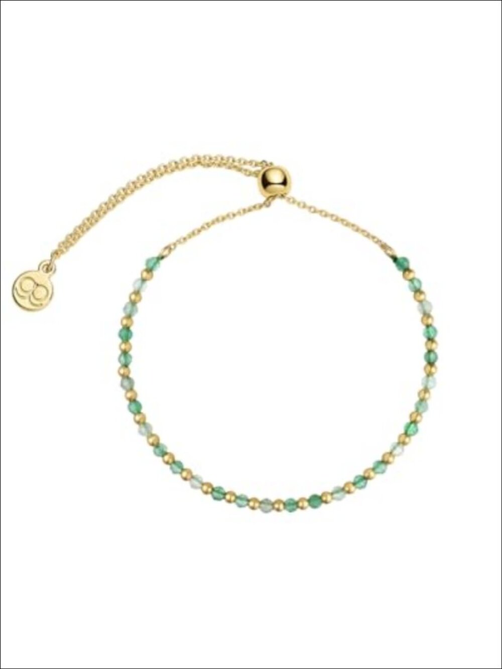 18k Gold-Plated Brass Gemstone Bracelet Adjustable 9.25" Casual Elegant